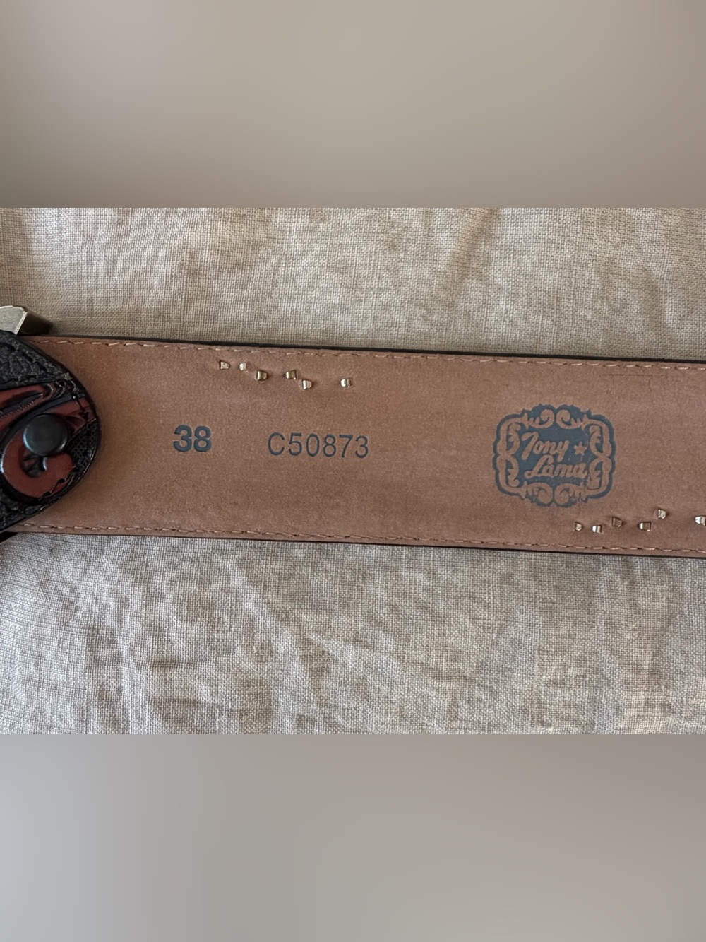 Tony Lama Western Leather Belt - Picture 8 of 8